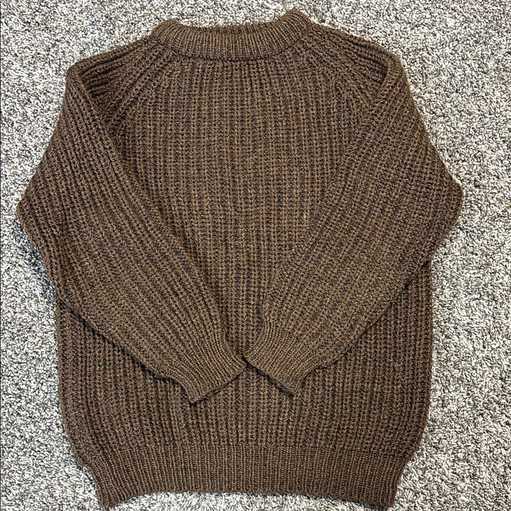 Men's Raglan 100% Wool Brown Sweater